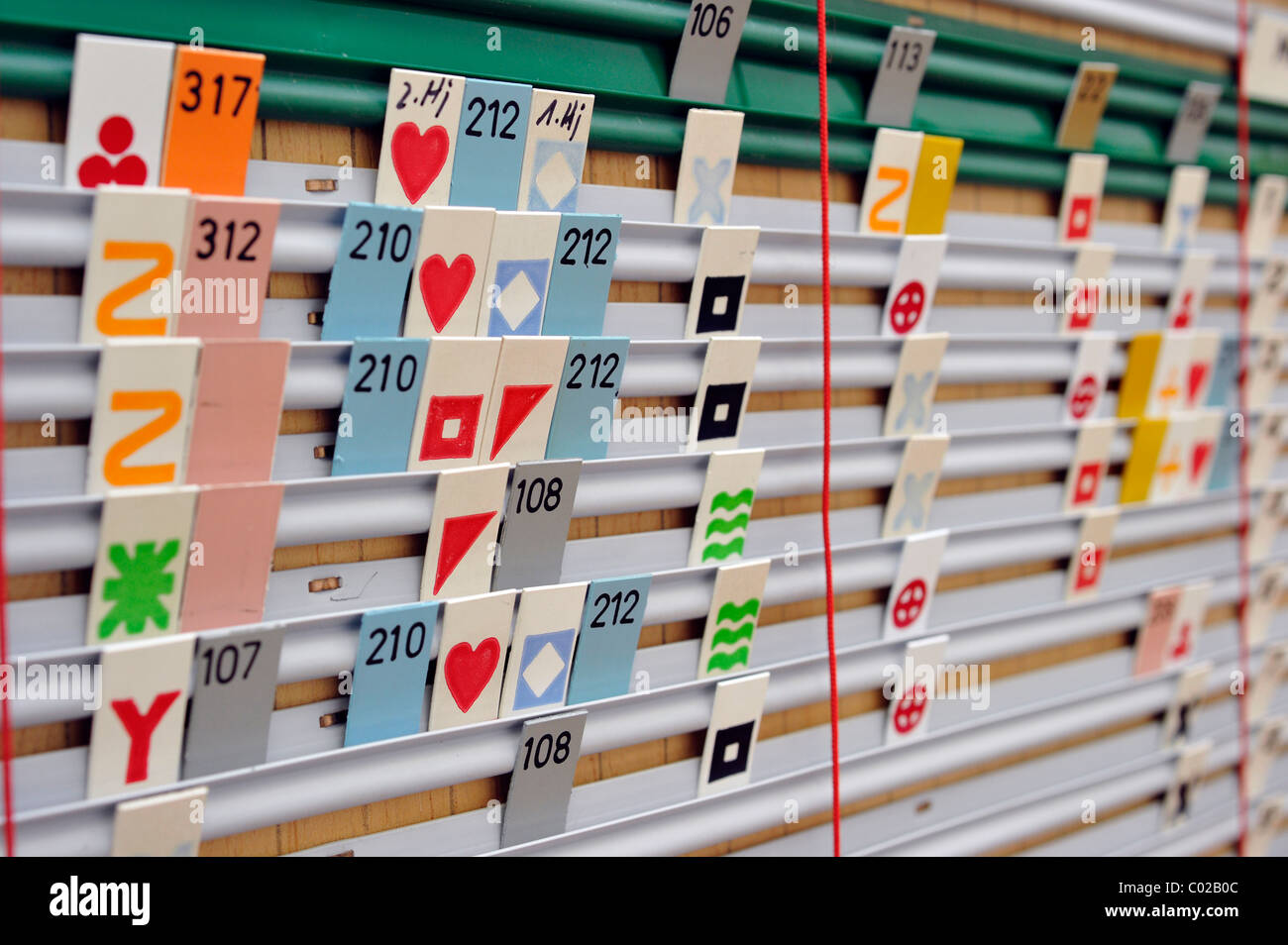 Traditional scheduling board for timetable, manpower planning Stock Photo