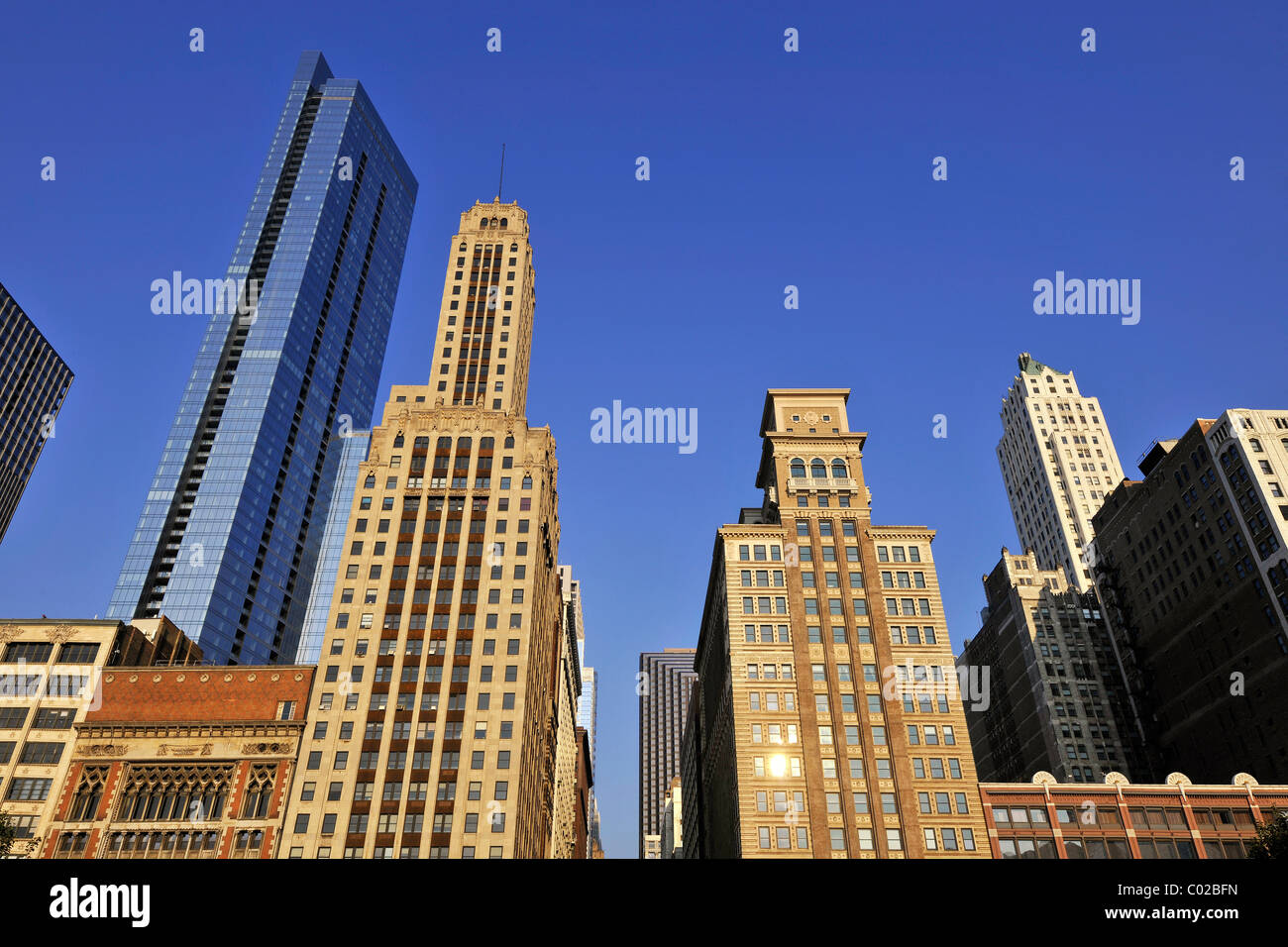 Legacy at Millennium Park Building and the Pittsfield Building, skyline, Chicago, Illinois, United States of America, USA Stock Photo