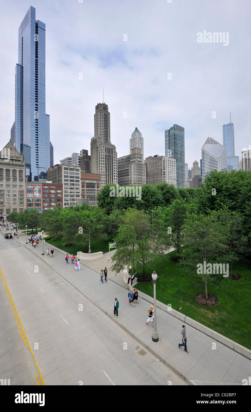 View from The Nichols Bridgeway pedestrian bridge towards the skyline ...