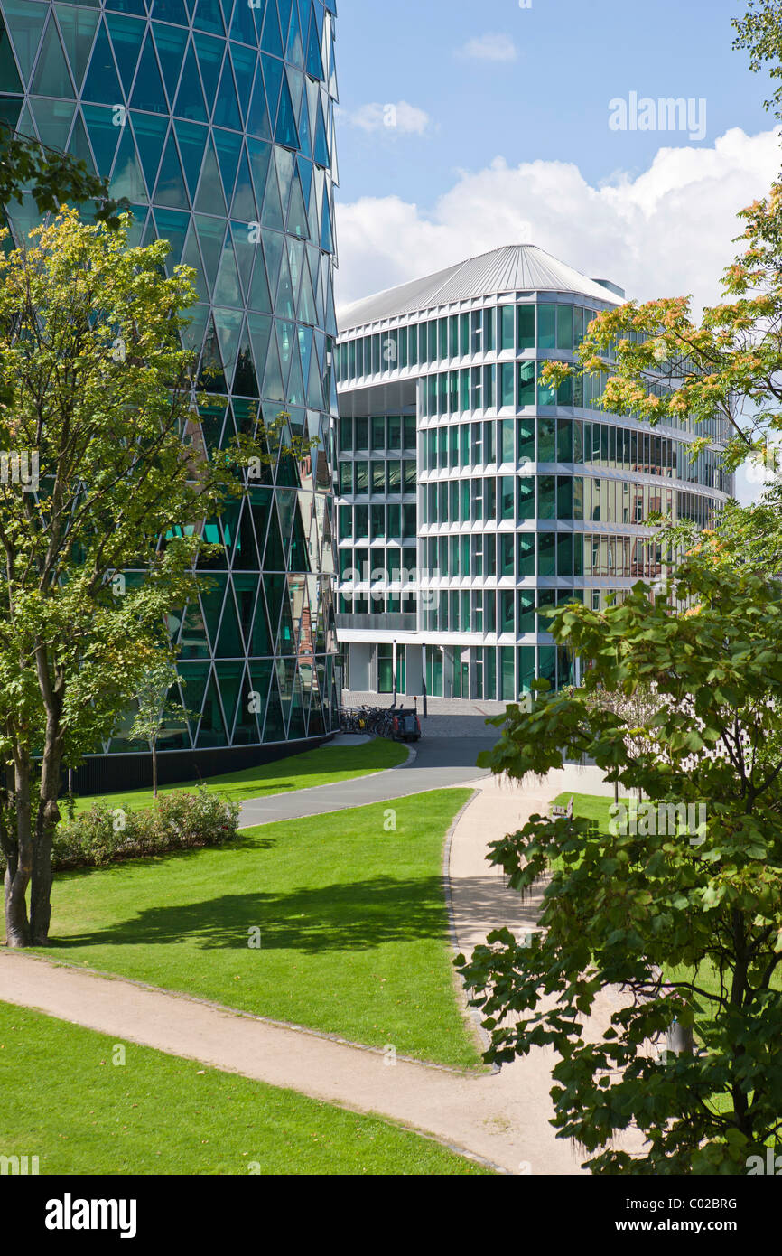 Office building to the Westhafen Tower of the OFB, designed by the architects Schneider + Schumacher and OFB project development Stock Photo