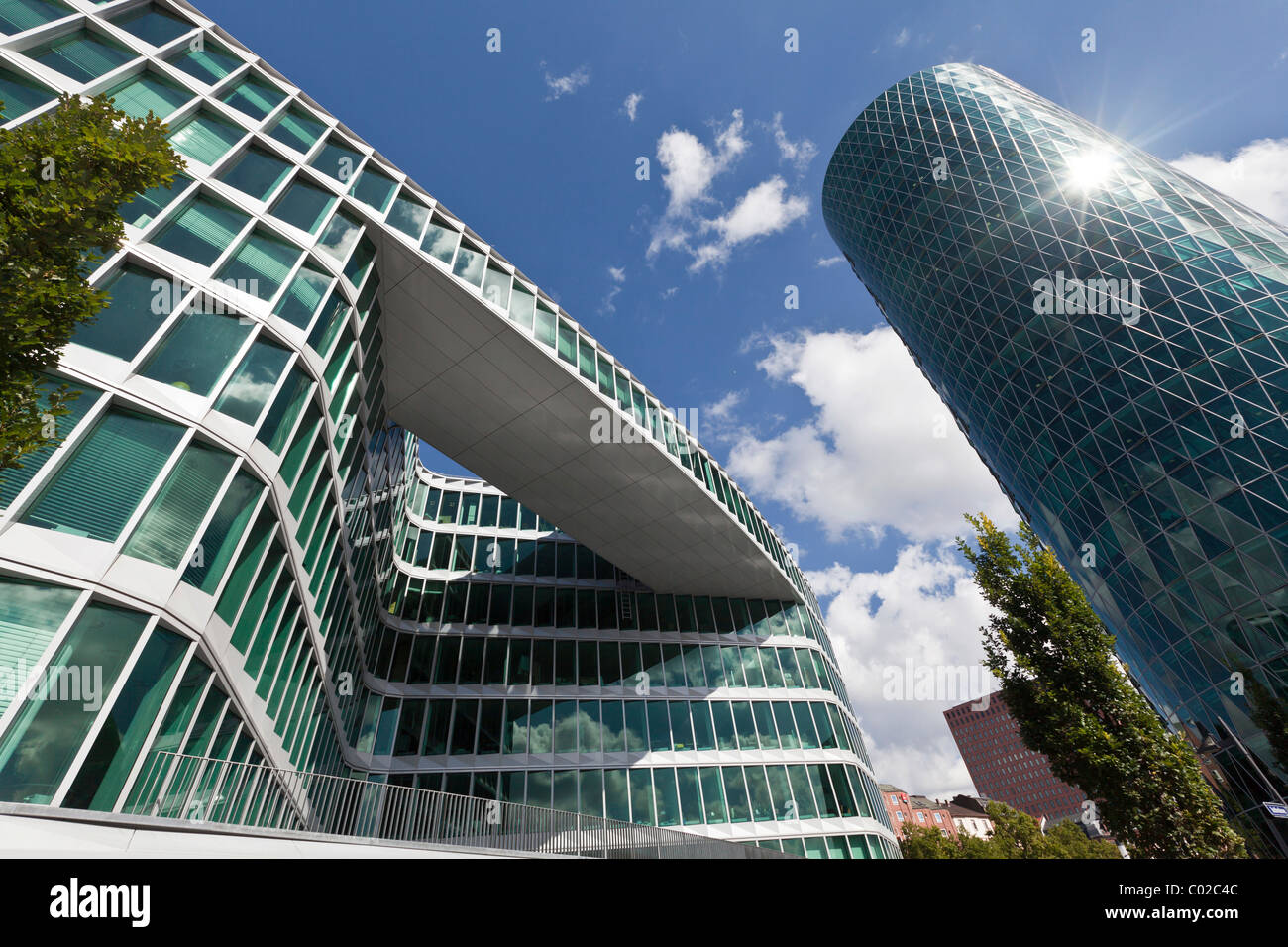 Office buildings beside Westhafen Tower, designed by the architects Schneider + Schumacher and OFB Project Development GmbH, Stock Photo