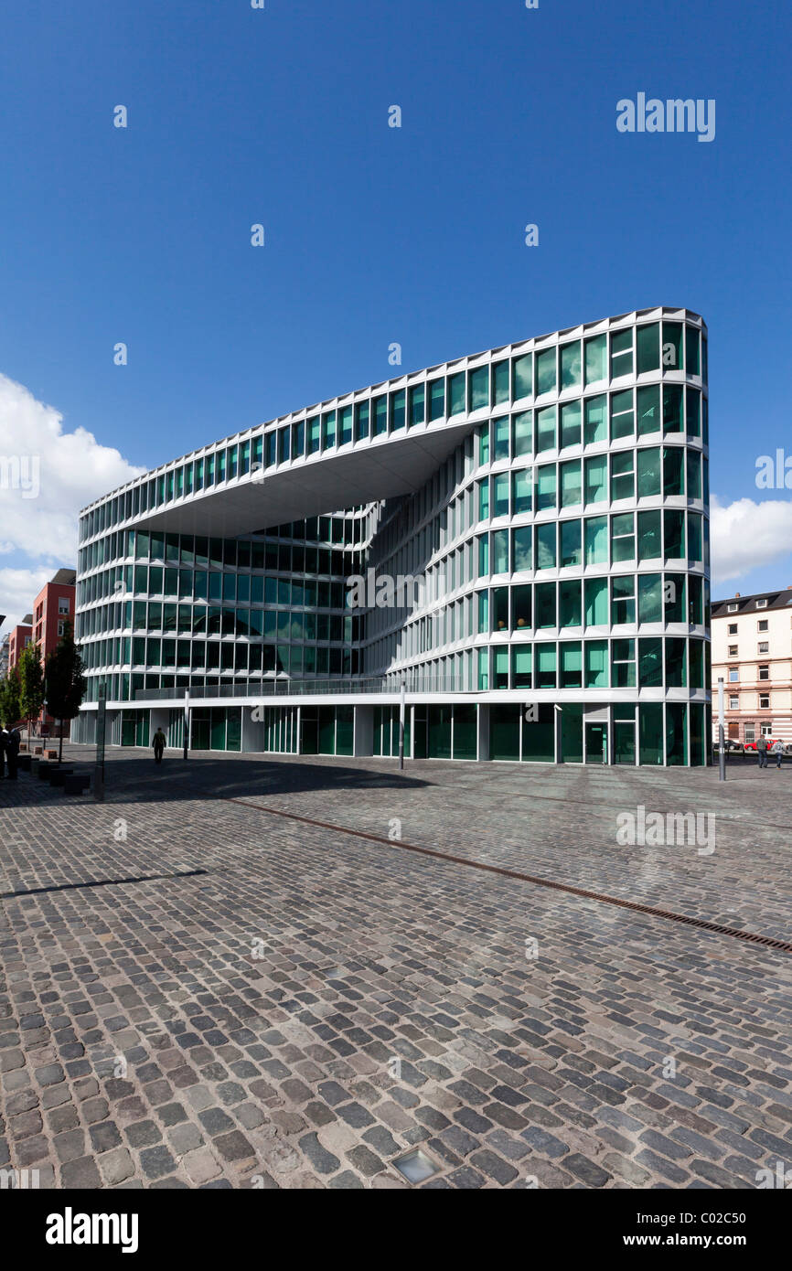 Office buildings beside Westhafen Tower, designed by the architects Schneider + Schumacher and OFB Project Development GmbH, Stock Photo