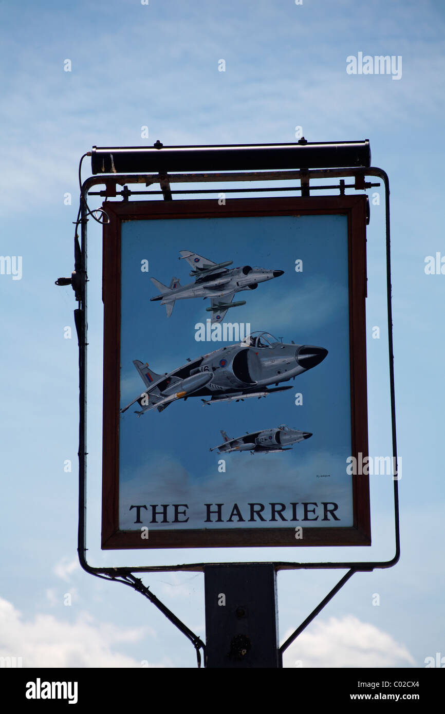 The Harrier pub sign in Hamble village in July Stock Photo