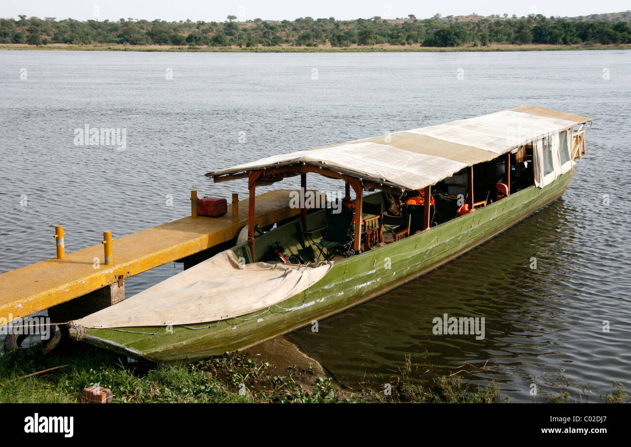 The Madi Gras is an excursion boat on the River Nile. The name is from the Madi people of north west Uganda who helped build it Stock Photo