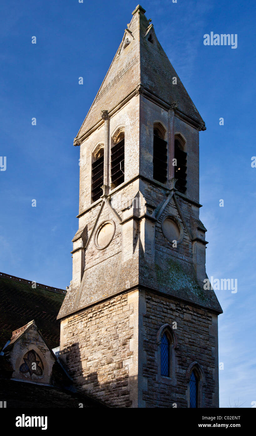The United Reform Church tower in the village of Holt, Wiltshire, England, UK built in 1880 Stock Photo