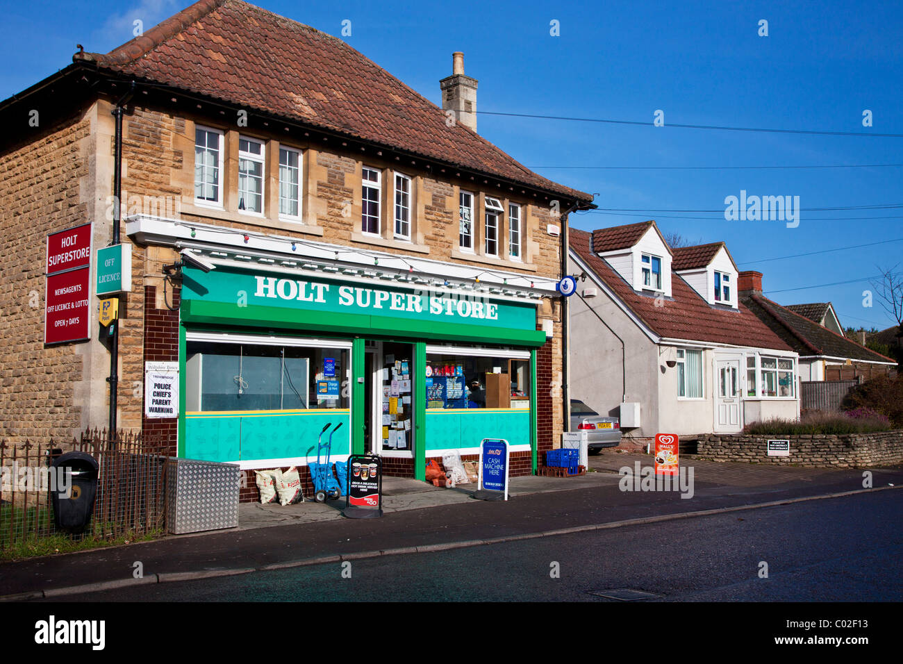 A typical English village shop or store in the village of Holt, Wiltshire, England, UK Stock Photo