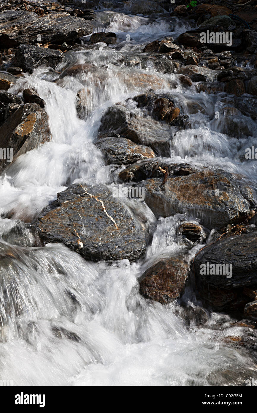 Fast flowing mountain stream Andorra Stock Photo