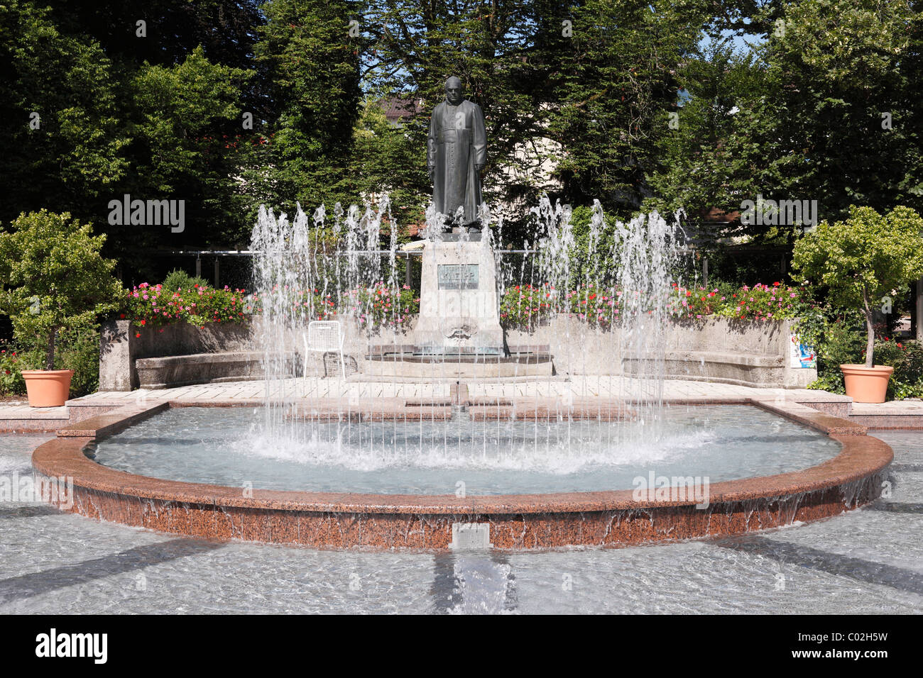 Kneipp memorial, monument to Sebastian Kneipp, Bad Woerishofen, Unterallgaeu district, Allgaeu region, Swabia, Bavaria Stock Photo