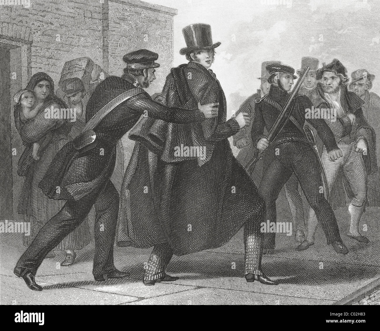 The arrest of William Smith O'Brien in 1848. William Smith O'Brien, 1803 to 1864. Irish Nationalist. Stock Photo