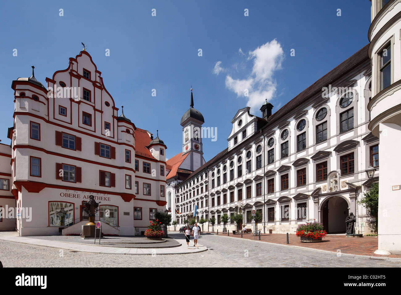 Studienkirche Mariae Himmelfahrt study church and the former university, Dillingen an der Donau, Donauried region, Swabia Stock Photo