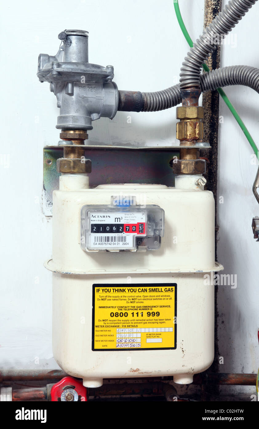 A Gas meter fitted in a British home Stock Photo