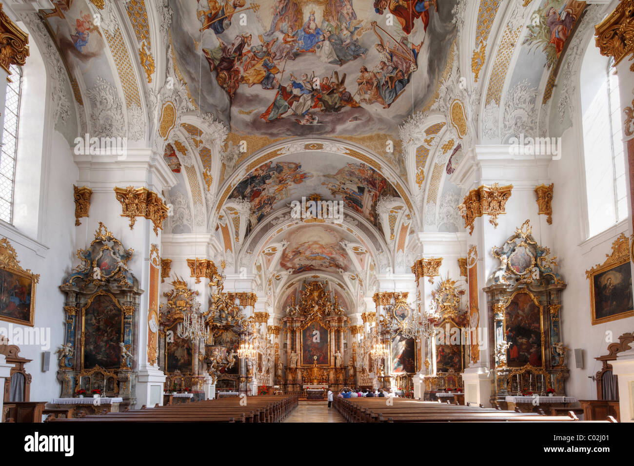 Studienkirche Mariae Himmelfahrt study church, Dillingen an der Donau, Donauried region, Swabia, Bavaria, Germany, Europe Stock Photo