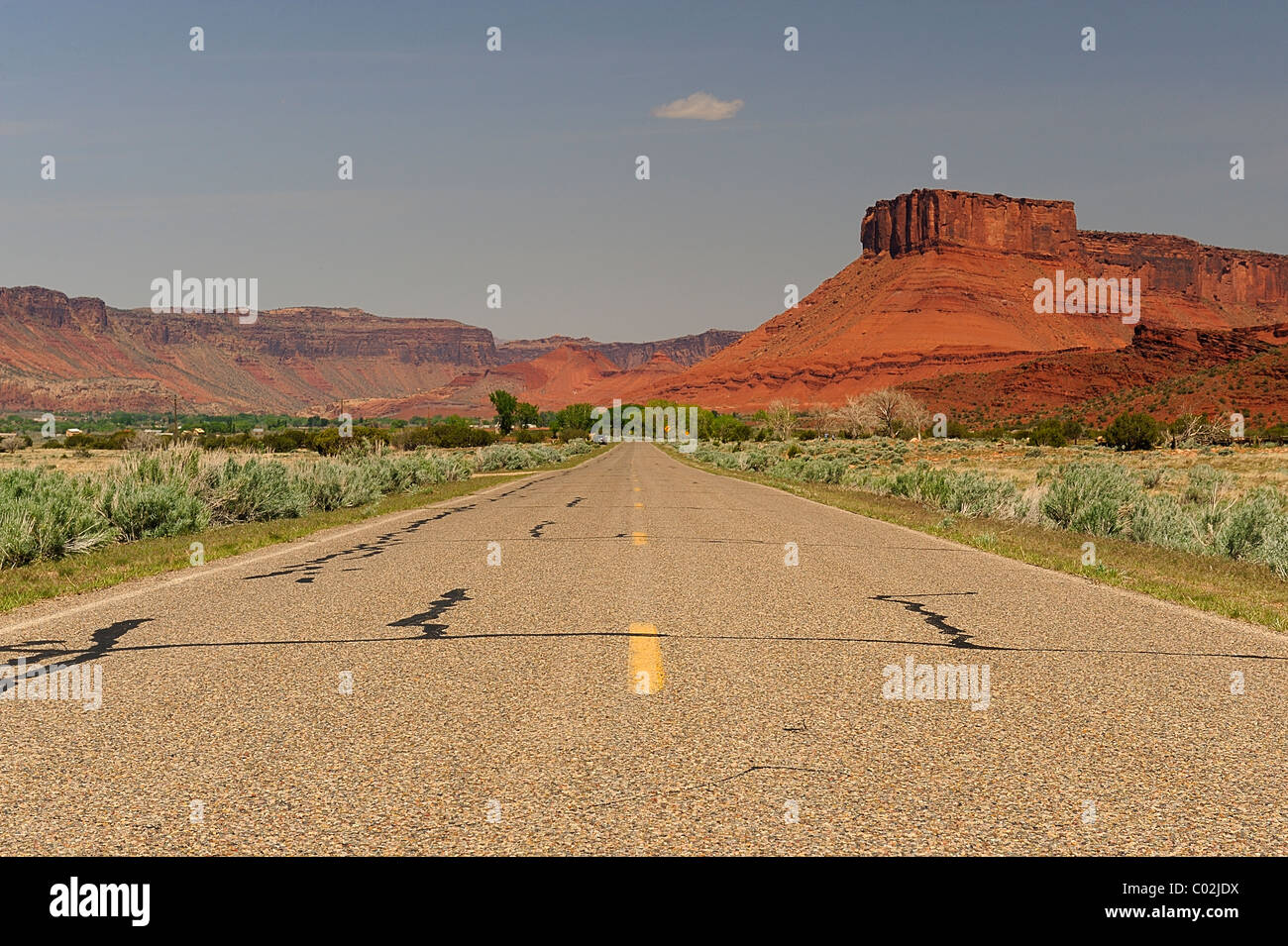 Castle valley sandstone hills in Utah along route UT128, USA Stock