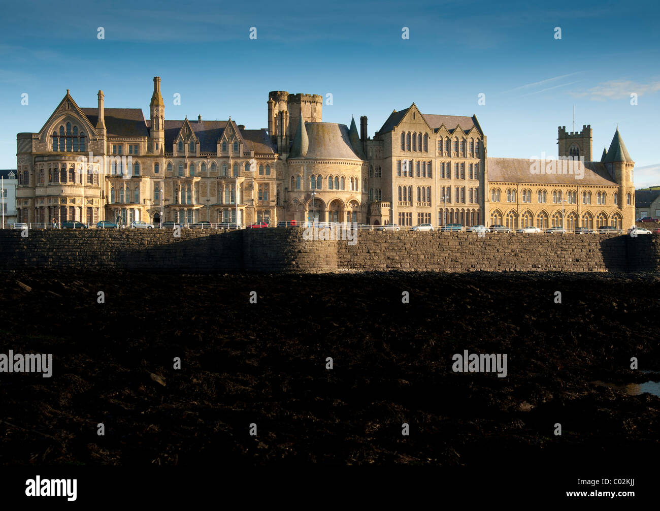 The Old College building, gothic victorian architecture by George Seddon, Aberystwyth University Wales UK Stock Photo