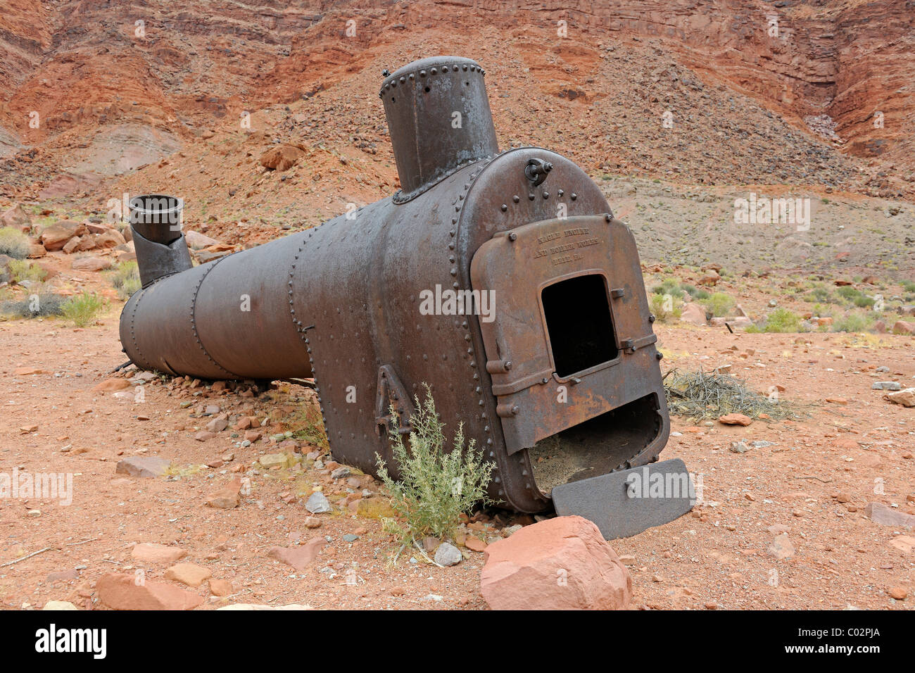 Old boiler for steamships from 1940, Lee's Ferry, Arizona, USA Stock Photo