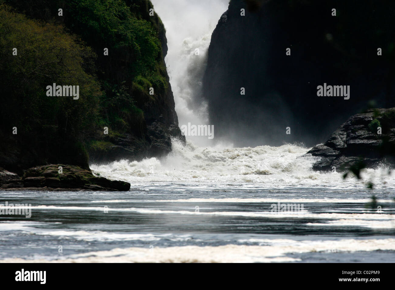 Murchison Falls, where the White Nile is forced through a 7 meter gap, Uganda Stock Photo