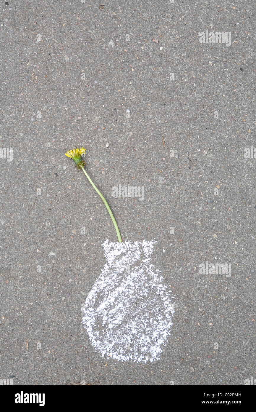 Chalk painting, flower vase Stock Photo Alamy