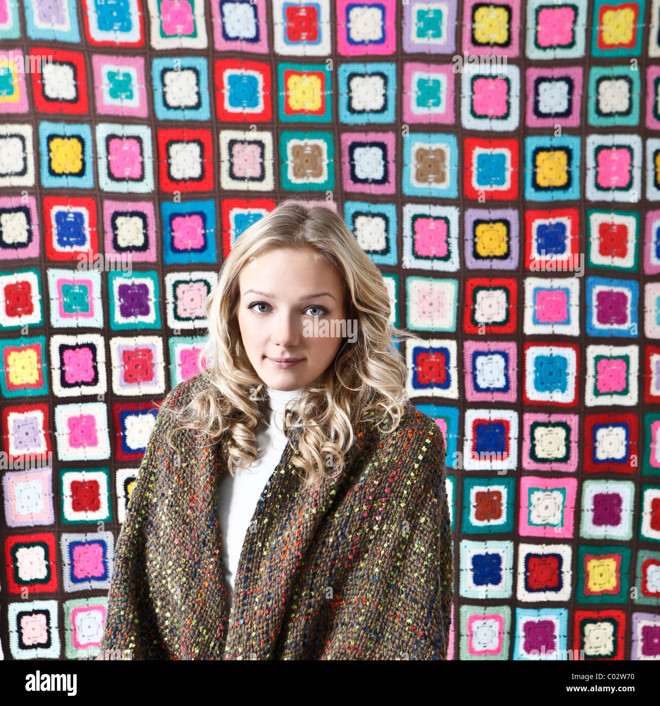 girl with blanket Stock Photo Alamy