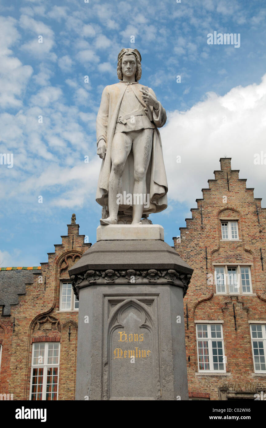 Statue of Hans Memling, Bruges (Brugge), Belgium. Stock Photo