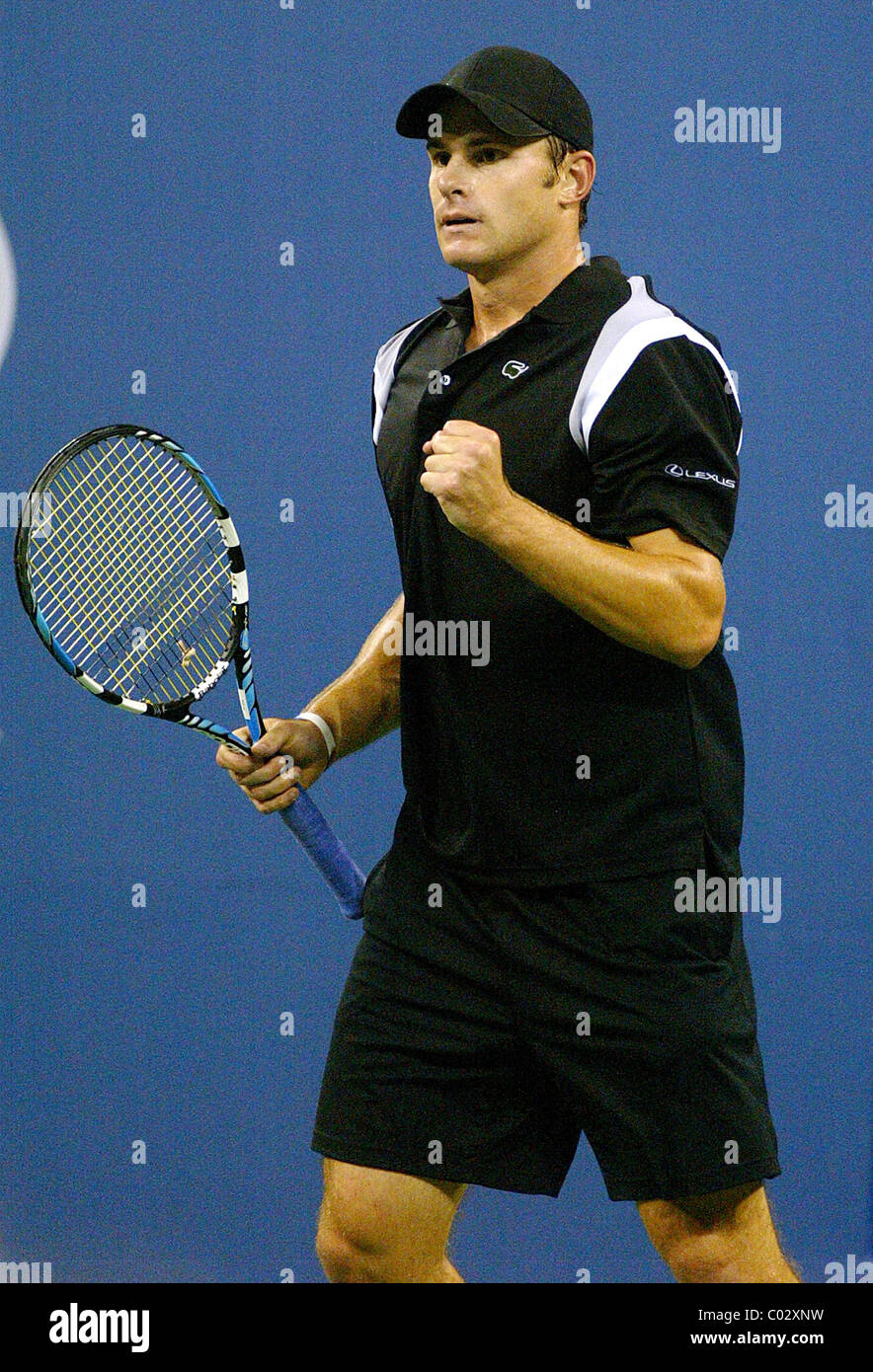 Andy Roddick competing in the first round of The US Open 2007 at Arthur ...