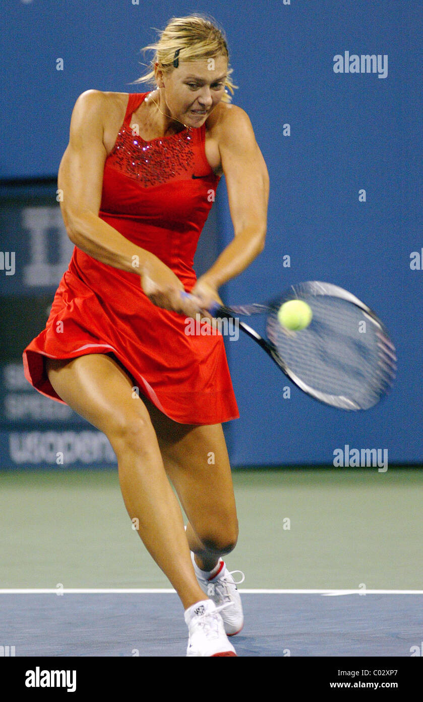 Maria Sharapova competing in the first round of The US Open 2007 at Arthur Ashe Stadium New York City, USA - 28.07.08 Stock Photo