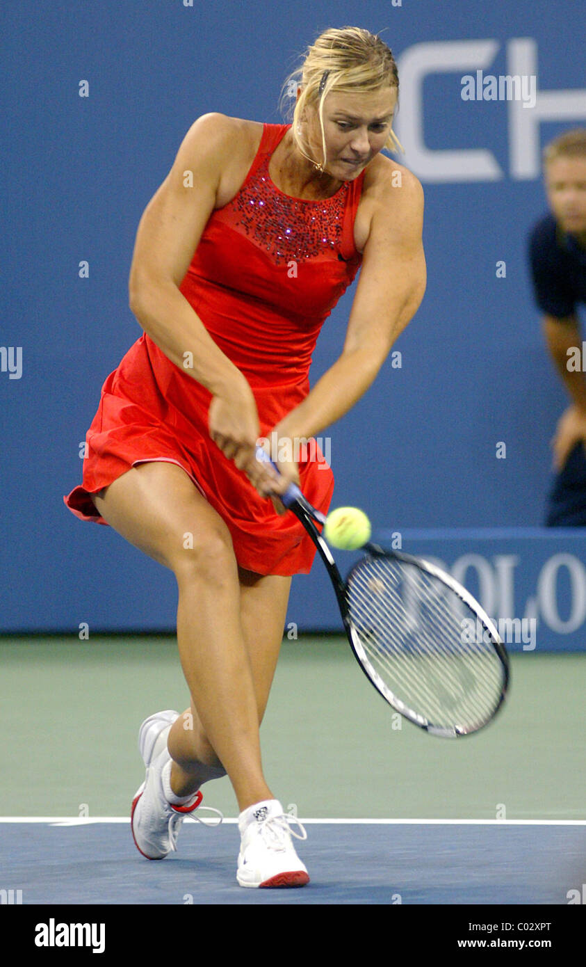 Maria Sharapova competing in the first round of The US Open 2007 at Arthur Ashe Stadium New York City, USA - 28.07.08 Stock Photo