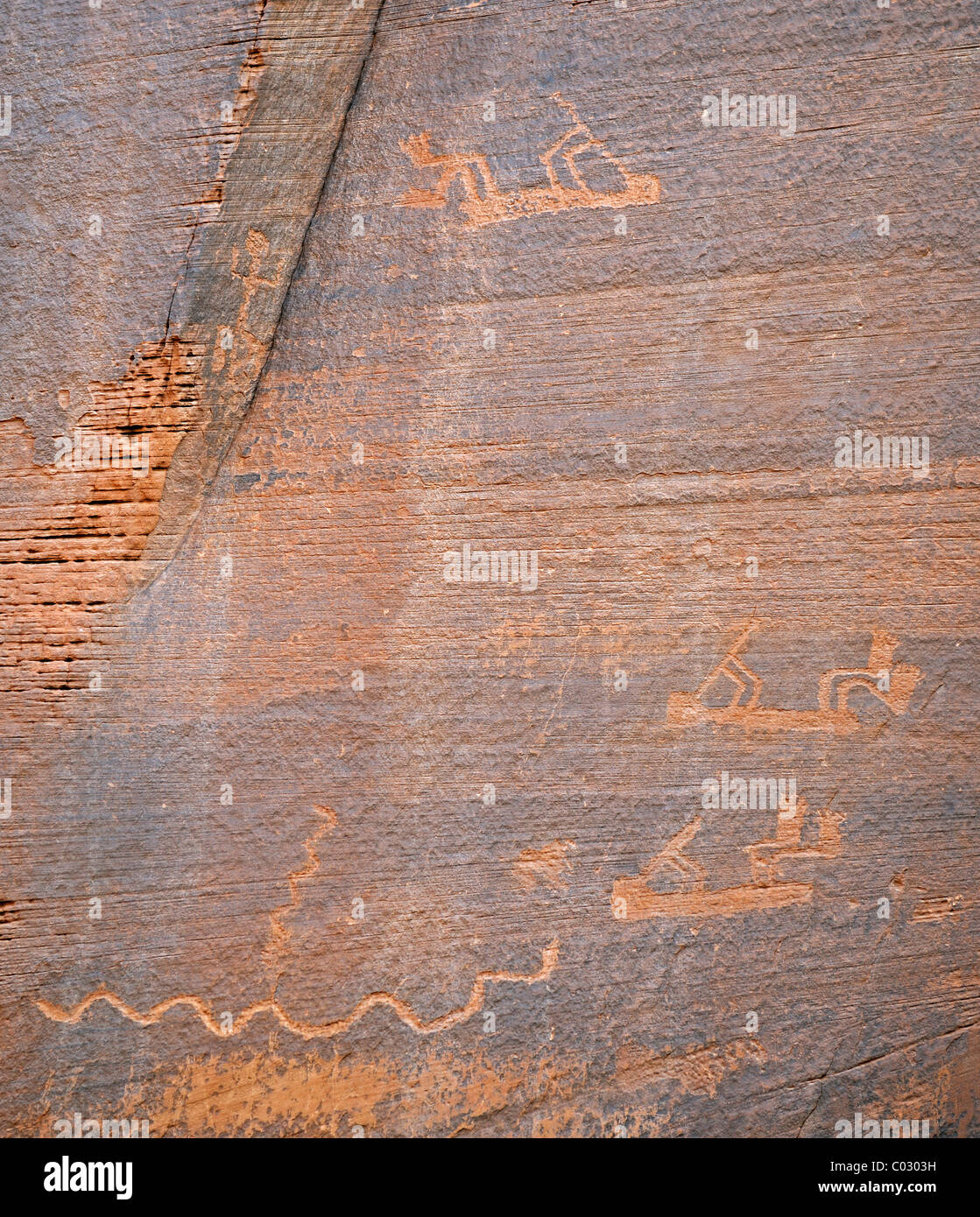 Ca. 1500-year-old petroglyphs of the Native Americans, Monument Valley ...