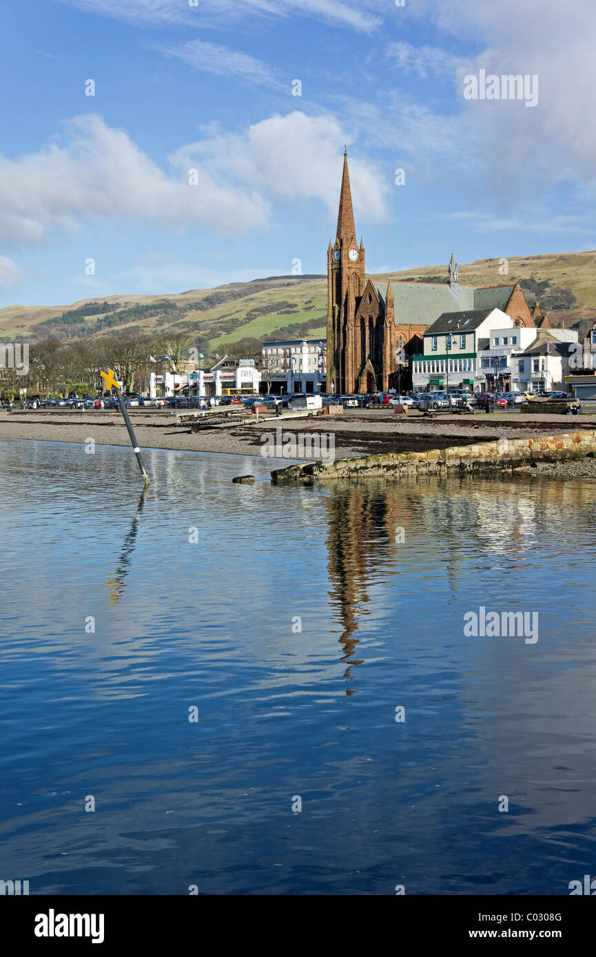 Sea frontage of seaside resort Largs in North Ayrshire Scotland on a sunny February day Stock Photo