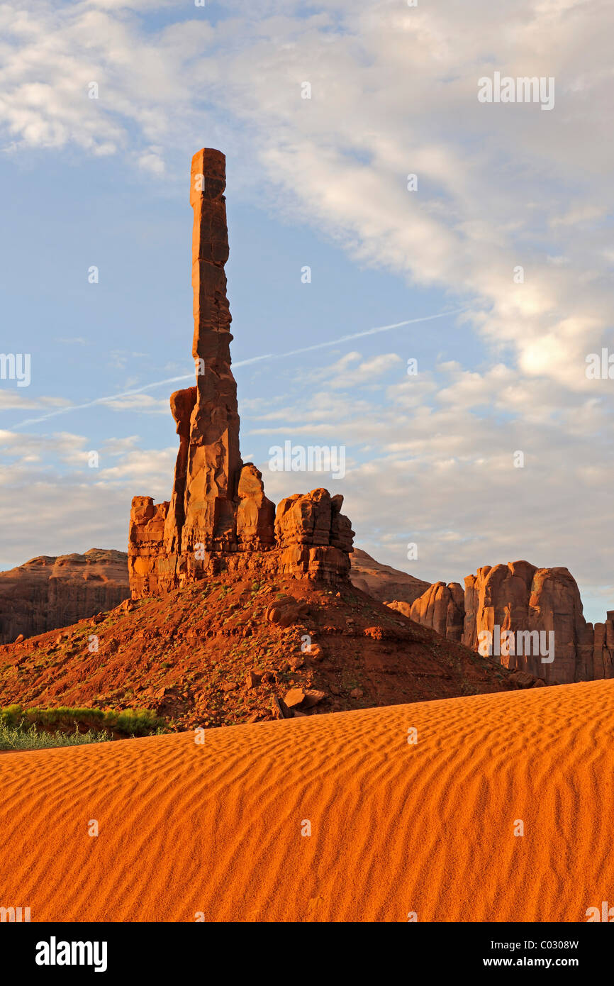 Totem Pole rock formation in the morning, Monument Valley, Arizona, USA