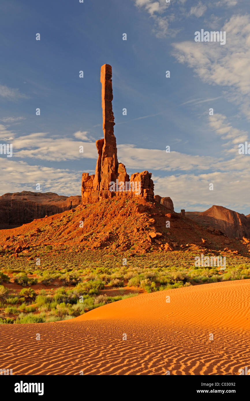 Totem Pole rock formation in the morning, Monument Valley, Arizona, USA