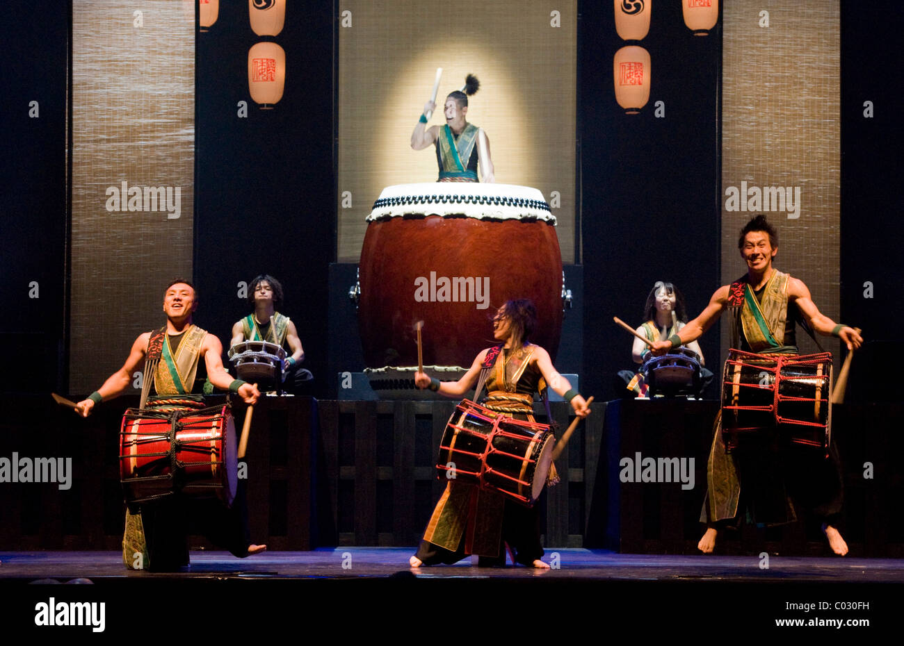 Yamato - The Drummers of Japan performing the program Matsuri, concert in the Circus Krone building, Munich, Bavaria Stock Photo