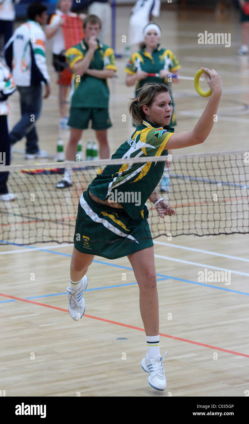 Ring Tennis world championships 2010 in Koblenz, singles champion Lenize  Potgieter from South Africa, Koblenz Stock Photo - Alamy