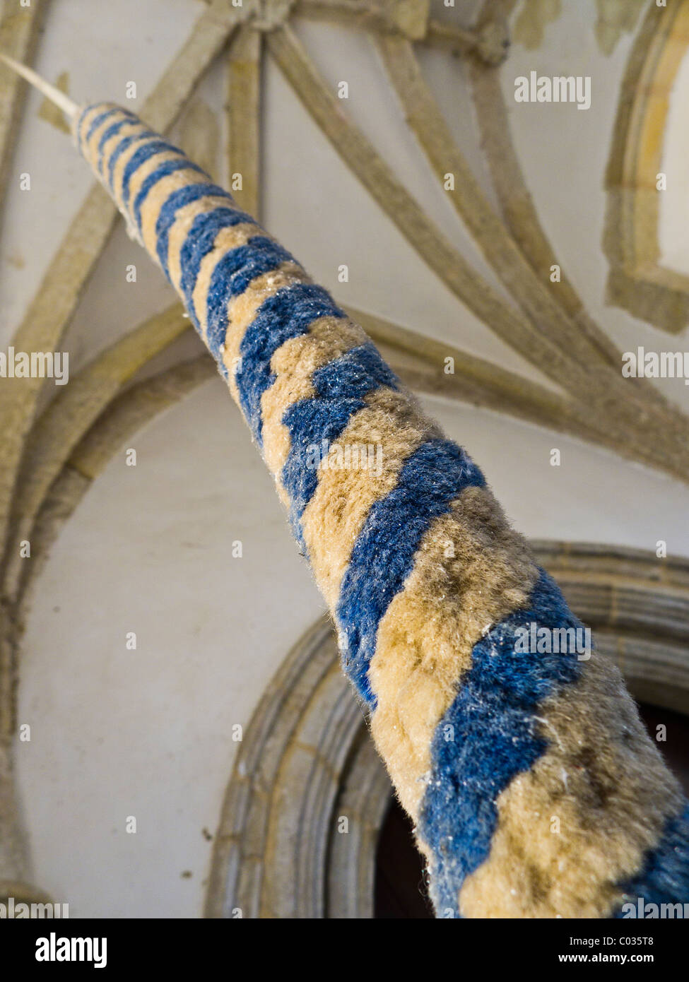 A bell ringing rope at St. Mary's church at Holme-next-the-Sea in Norfolk. Stock Photo