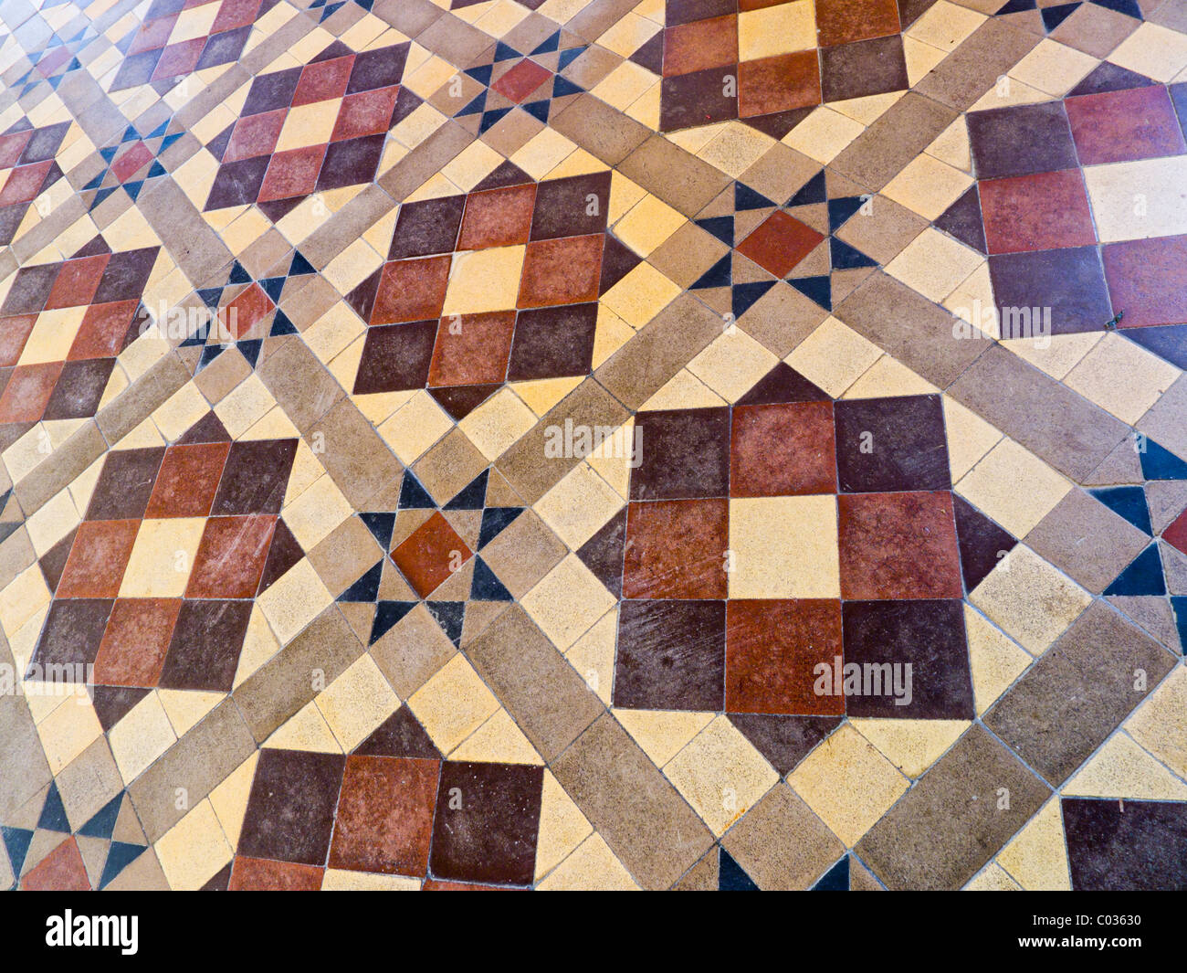 The tiled floor of St. Mary's church at Holme-next-Sea in Norfolk. Stock Photo
