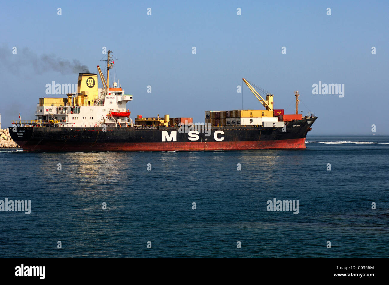 MSC Ariane freighter at sea Stock Photo