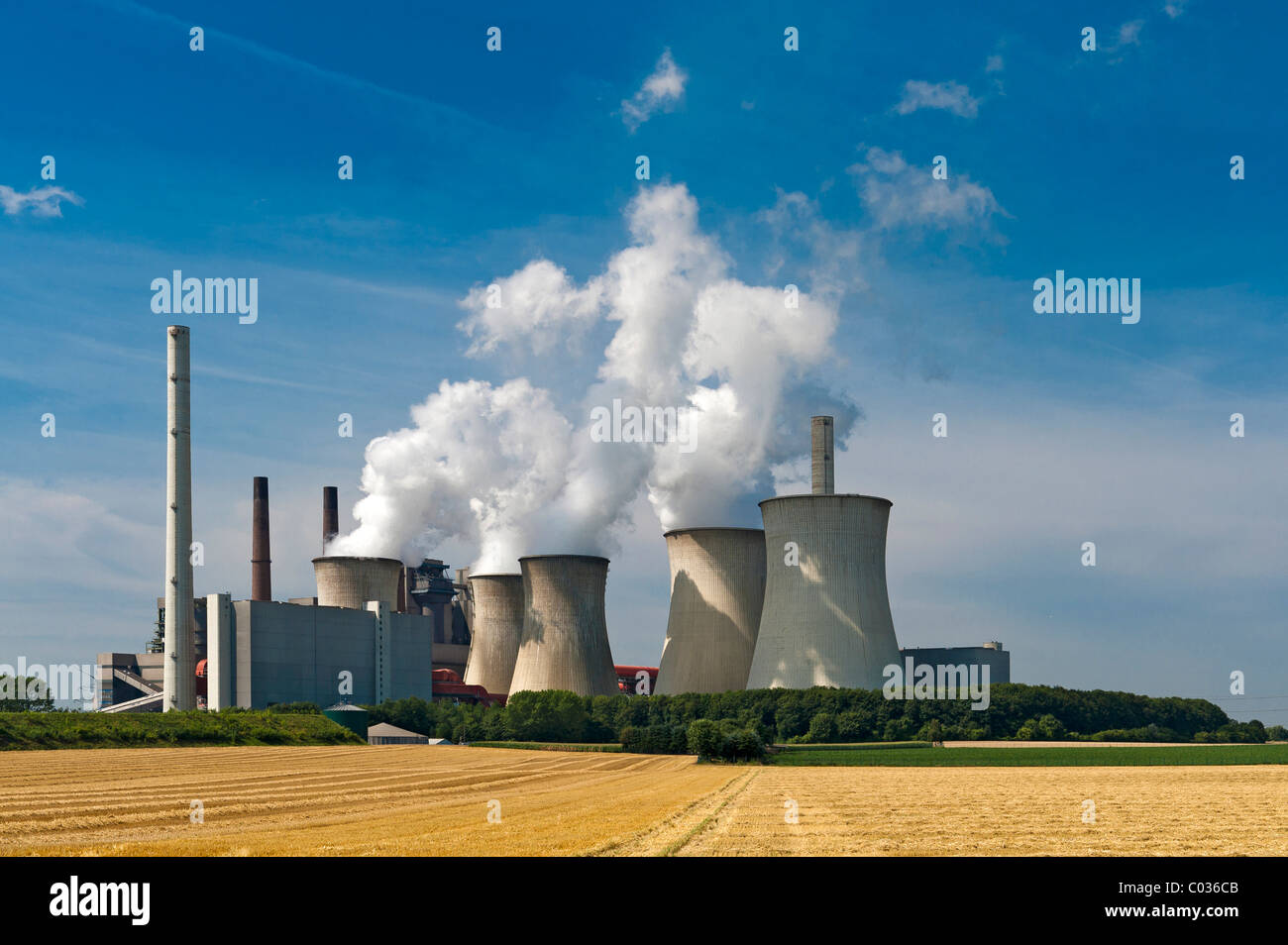 Neurath brown coal power station in the Rhineland region, North Rhine-Westphalia, Germany, Europe Stock Photo