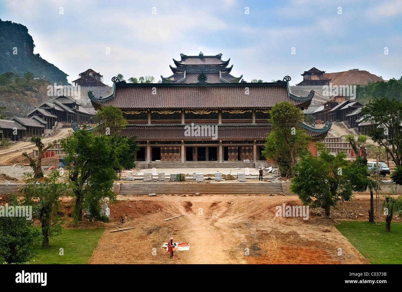 Chua Bain Dinh pagoda construction site, to become one of the largest pagodas of Southeast Asia, near Ninh Binh, Vietnam Stock Photo
