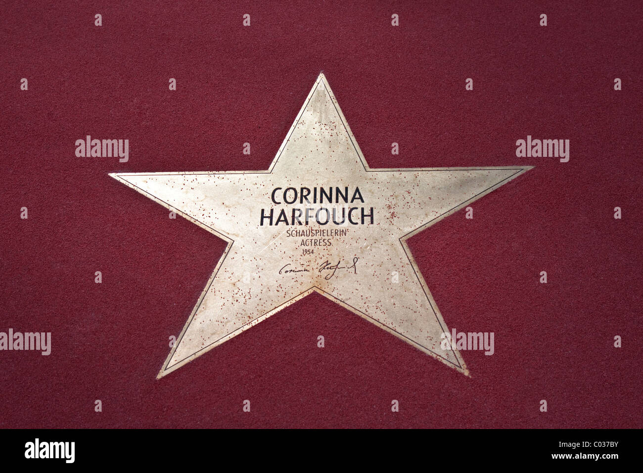 Star for Corinna Harfouch, actress, Boulevard of the Stars at Potsdamer Platz in Berlin, Germany, Europe Stock Photo