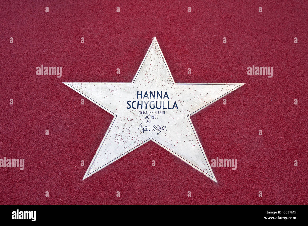 Star for Hanna Schygulla, actress, Boulevard of the Stars at Potsdamer Platz in Berlin, Germany, Europe Stock Photo