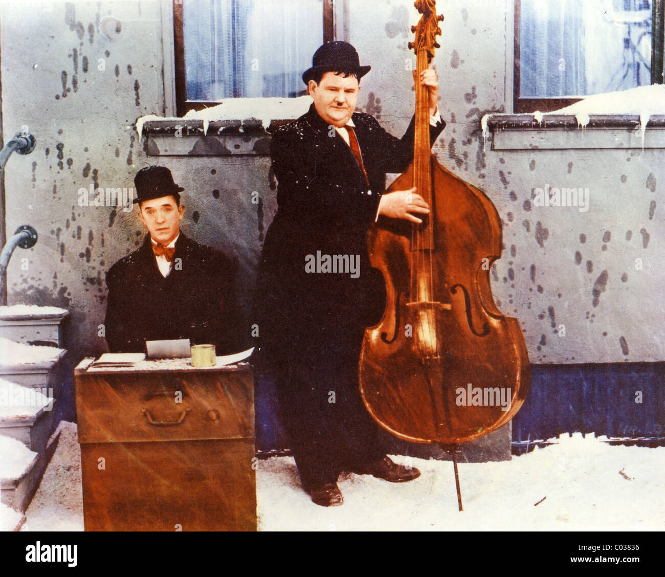 BELOW ZERO  1930 Hal Roach/MGM film with  Stan Laurel at left and Oliver Hardy Stock Photo