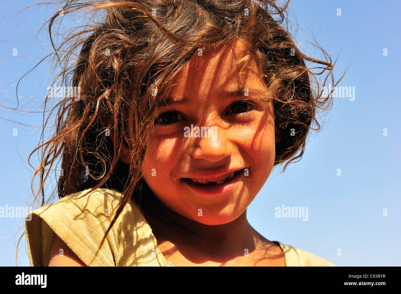Portrait, girl, eight years, Middle Atlas, Morocco, Africa Stock Photo