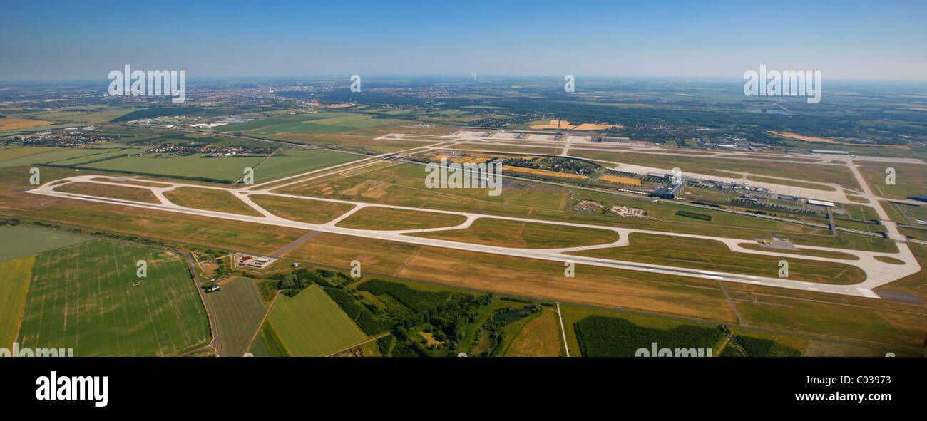 Aerial view, Leipzig International Airport, cargo airport, Conradplatz, Schkeuditz, Saxony, Germany, Europe Stock Photo