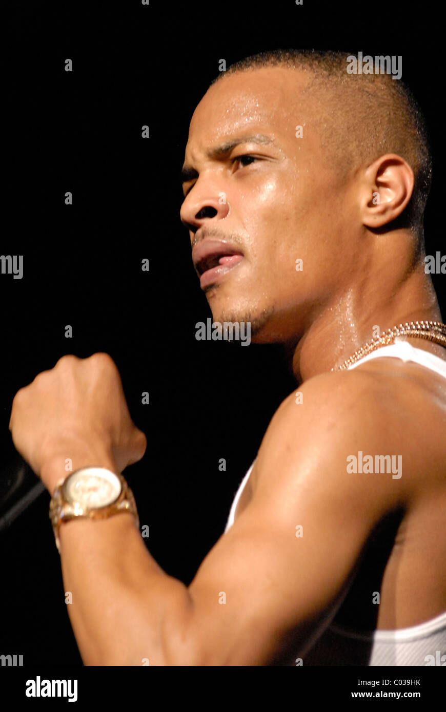 Rapper, T.I. performing live at the Screamfest 2007 tour, held at the