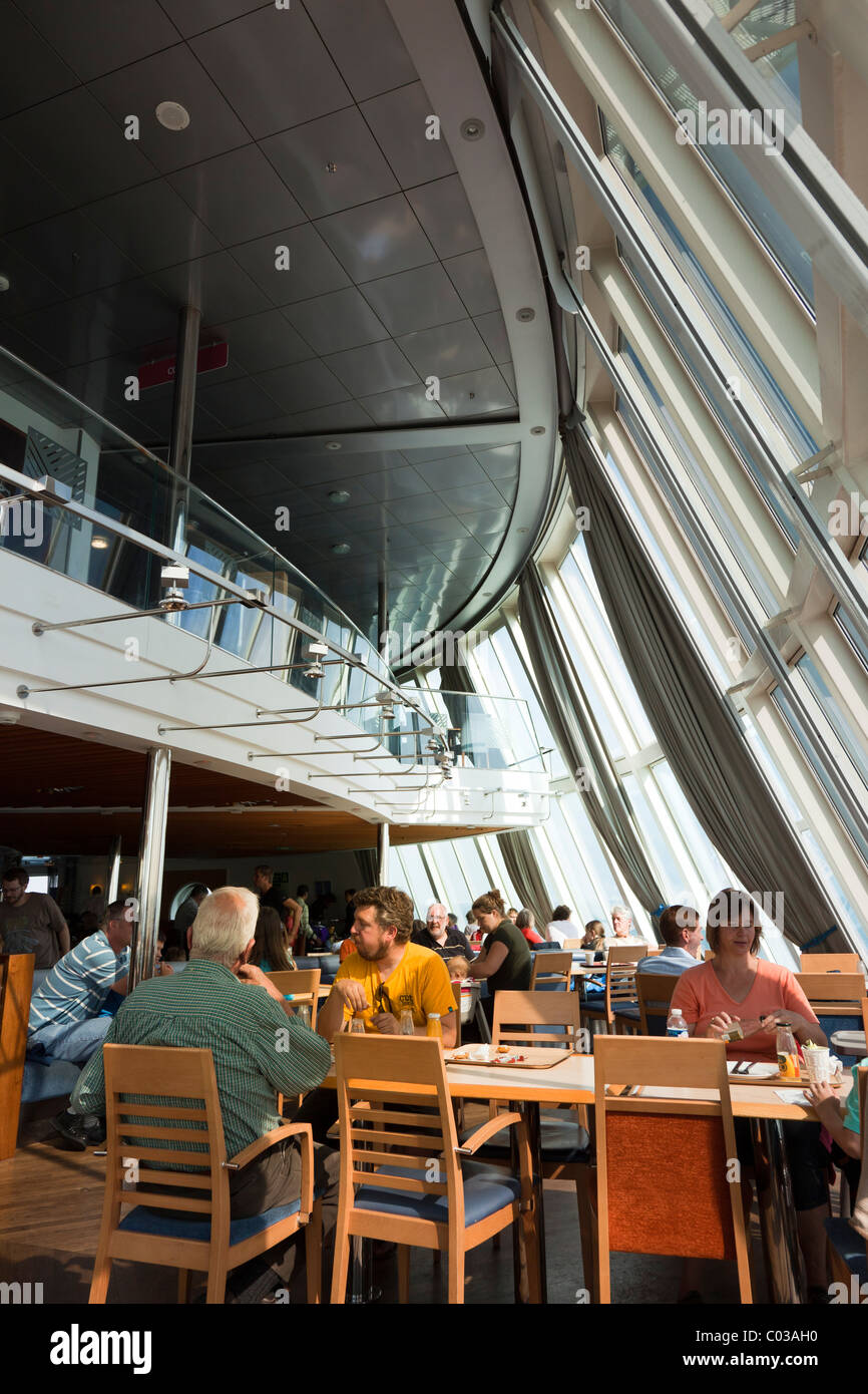 People in forward cafe area of cross channel ferry Dover England UK ...