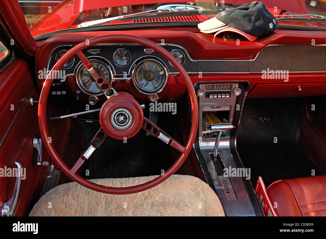 Detailed View Of A Classic Car Cockpit Of A Ford Mustang Stock Photo Alamy