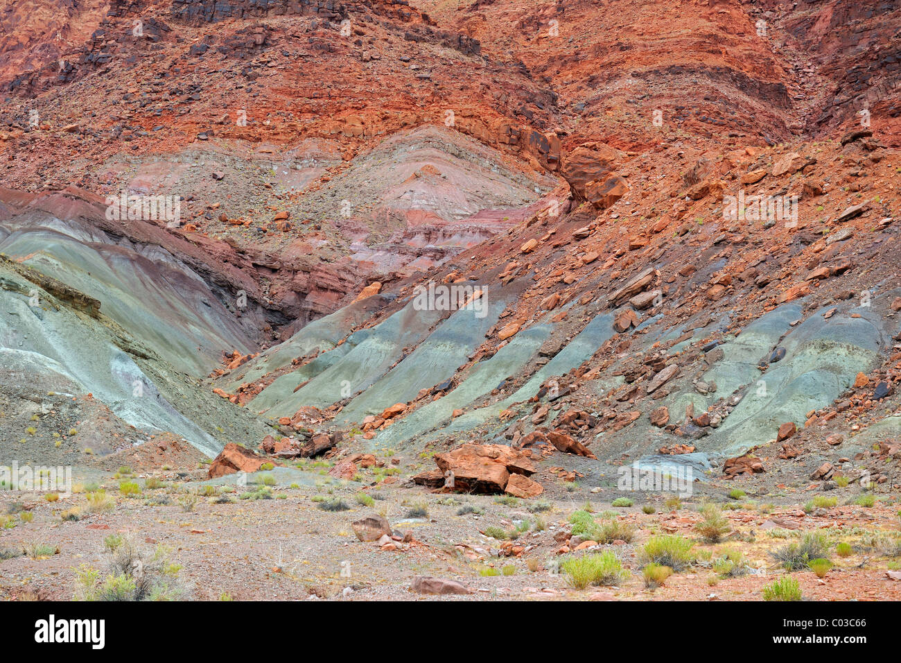 Green coloured rocks, discoloration caused by copper oxide, Marble
