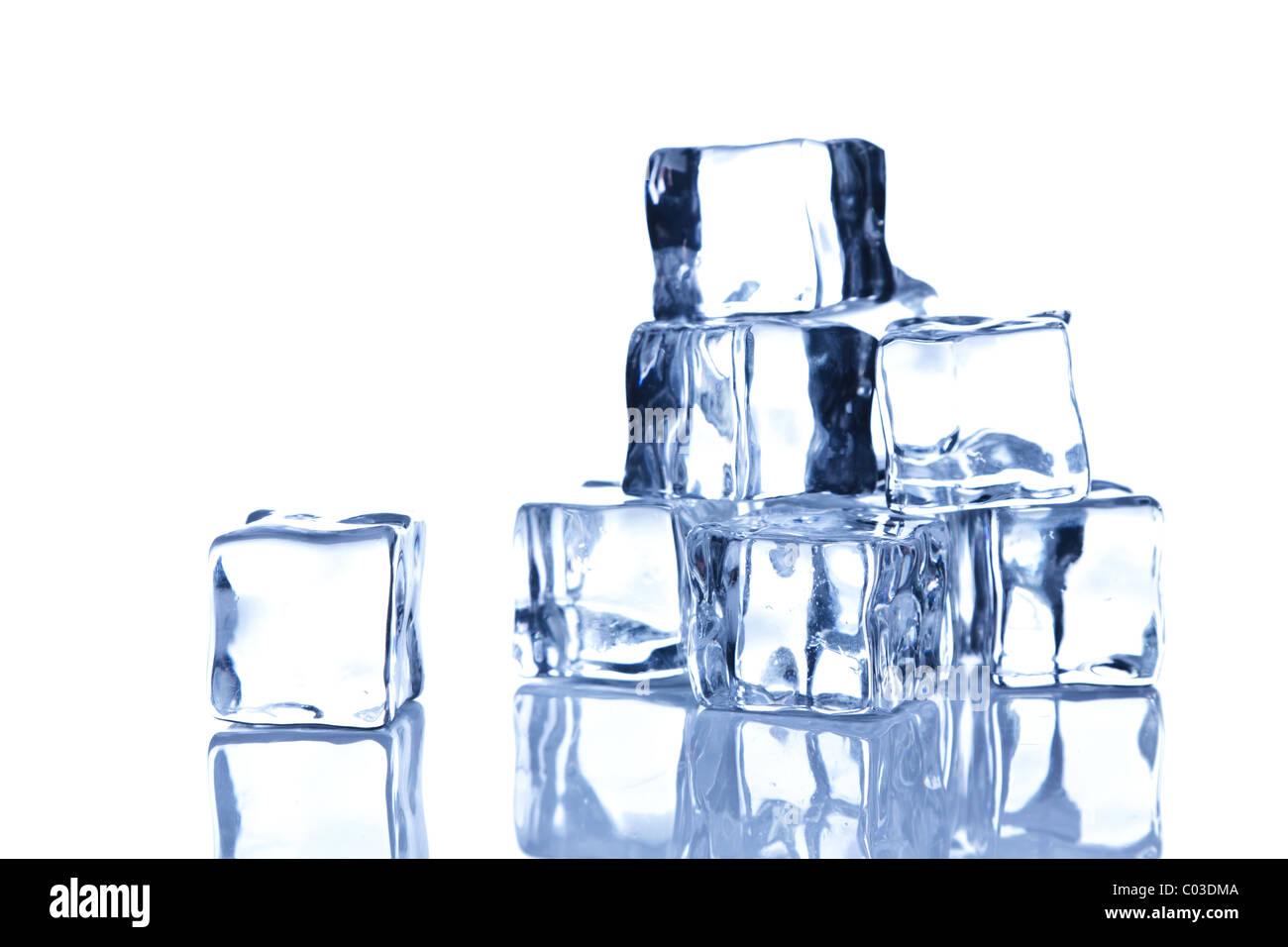 Photo of ice cubes isolated on a white background. Stock Photo