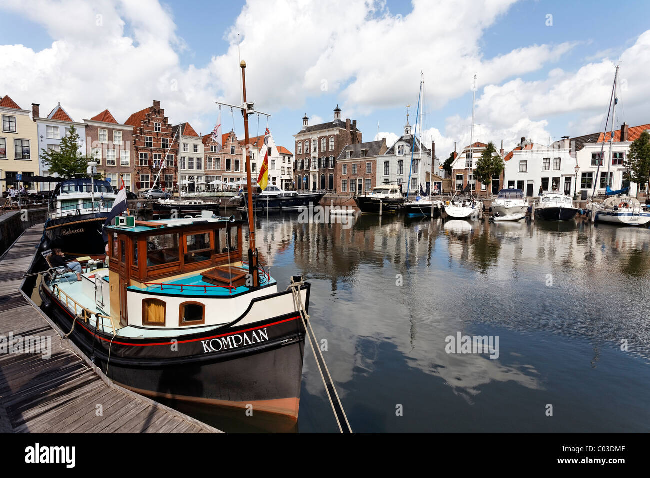 Small romantic harbour and historic houses, Goes, Zeeland province