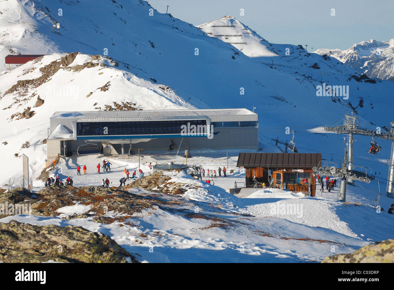 Austria, skiing on the hill at Hochzillertal, Europe Stock Photo