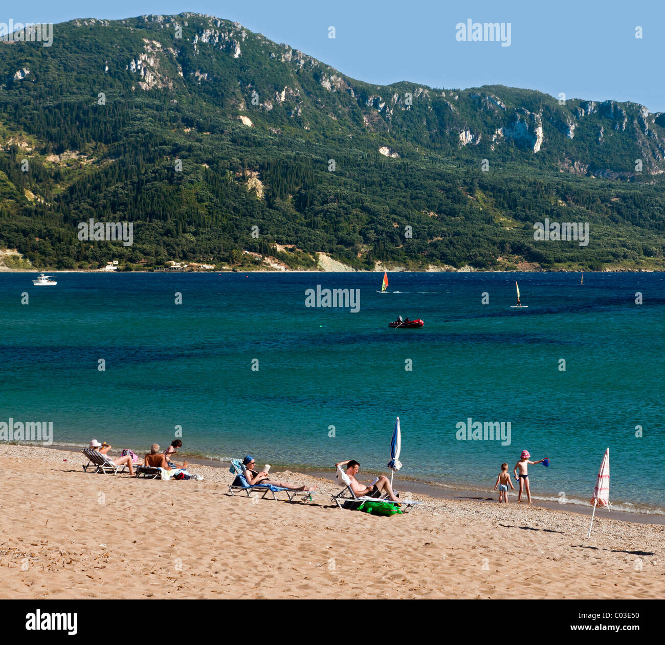 Agios Georgios Pagon, resort, north east Corfu, Corfu Island, Ionian Islands, Greece, Southern Europe, Europe Stock Photo